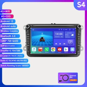 Radio Coche 8" Doble 2 DIN Android 12 4G 8 Núcleos GPS Navi Para VW Golf 5 6 Passat - Imagen 1 de 24