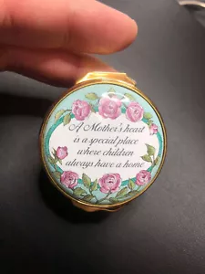 3558 HALCYON DAYS Emaille Porzellan aufklappbare Schmuckschatulle ein MUTTERHERZ - Bild 1 von 4