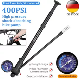 400 PSI Hochdruck Fahrrad Luftpumpe mit Druckmesser für Hinterradfederung Gabel - Bild 1 von 11