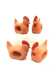 Juego de 4 soportes de servilletas de gallina gallo naranja terracota detalle rojo - Imagen 1 de 13