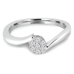 0.13 CT Round VS1 F Diamond Cluster Ring 14K White Gold - Picture 1 of 3