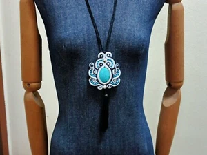 Soutache Necklace Turquoise Blue And Multi-Color Beads Closeout 50% Off! - Picture 1 of 3