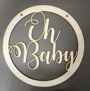Decoración de bucle de bebé MDF de madera disponible en varios tamaños para baby shower - Imagen 1 de 1