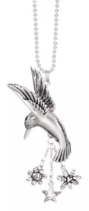 Car Charm - HUMMINGBIRD - Zinc & Iron - Silver & Gold - 9"L - Picture 1 of 1