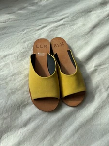 ELK Women's Yellow Leather Slide Sandals Size 37 (AU 6) – Worn Once - Picture 1 of 4