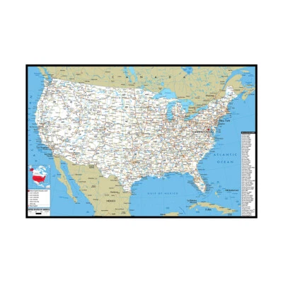 Póster gráfico de pared impreso mapa de ruta de Estados Unidos de 33*24 pulgadas fondo educativo Foto 1 de 4