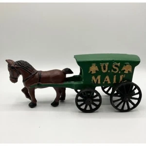 Vintage Cast Iron Horse Drawn US Mail Wagon Antique Style Decor - Picture 1 of 8