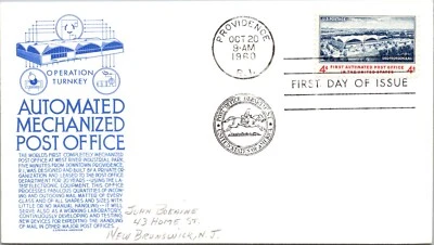 FDC 1960 SC #1164 Blue Anderson Cachet - Providence RI - Single - J5491 - Image 1 of 2