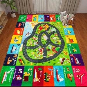 Rugs Traffic Road Carpet Play Rug 118"×78.7" for Playroom Transportation ABC ... - Bild 1 von 9