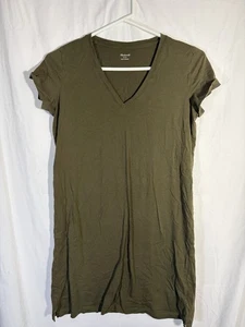 Madewell T-Shirt Kleid Damen Small Oliv Kurzarm Tiefer V-Ausschnitt Tunika Freizeit - Bild 1 von 5