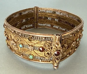 Vintage Filigree Ornate Gemstone Bracelet - Picture 1 of 24