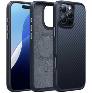 TORRAS Magnetic Shockproof for iPhone 16 Pro Max Case Carbon Fiber Black - Picture 1 of 8