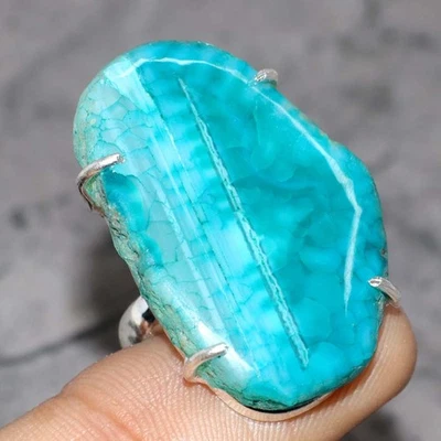 Green Solar Quartz 925 Silver Plated Handmade Ring US 6 Gifts Jewelry JW - Image 1 of 3