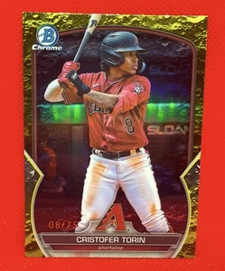 CRISTOFER TORIN 2023 Bowman Chrome Draft #148 Yellow Lunar Crater Refractor #/75 - Picture 1 of 2