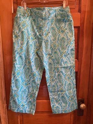 Pantalones capri Versailles para mujer talla 14 estampado cachemir pierna ancha bolsillos delanteros nuevos Foto 1 de 4