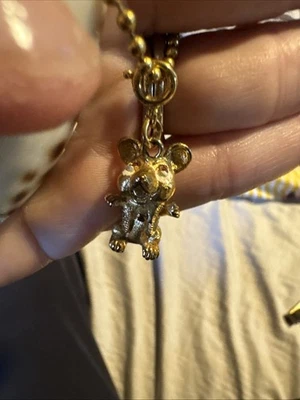 Monet Vintage Gold-Tone Mouse Charm Pendant with Rhinestones - Image 1 of 4