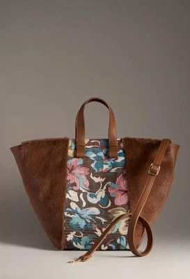 Bolso de Mano o Bandolera Anthropologie Tapiz y Piel Sintética Estilo Mary Poppins, Nuevo con Etiquetas Foto 1 de 4