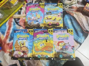 New 2024 Hot Wheels SPONGEBOB SQUAREPANTS 25th Anniversary FULL SET OF 5 - Picture 1 of 8