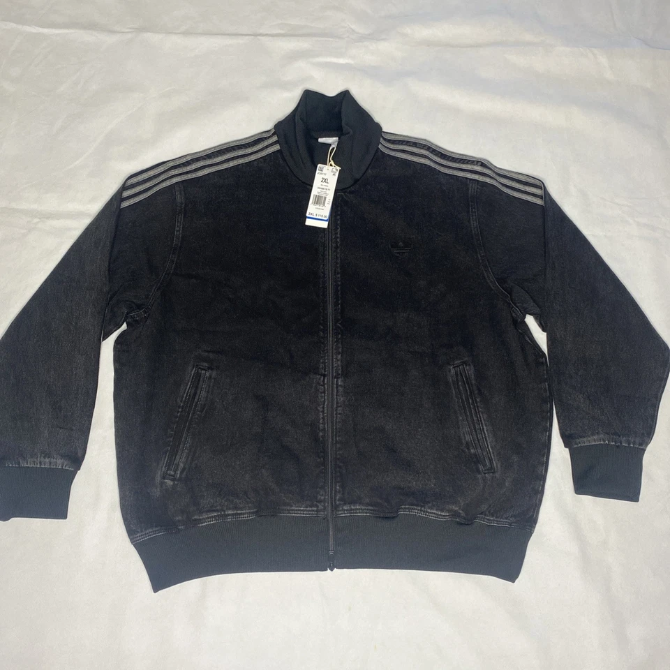 Size XL - Adidas Adicolor Denim Firebird Track Jacket JC6717 Black 