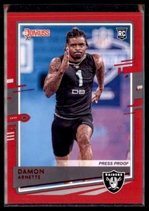 Panini Donruss 2020 fútbol prueba de prensa rojo Damon Arnette Raiders 256 radiocontrol - Imagen 1 de 2