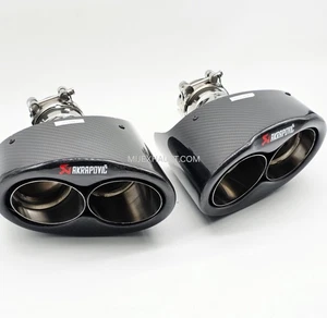 Exhaust Quad Tailpipes High Performance Stainless Steel Tips Carbon Fibre Covers - Picture 1 of 14