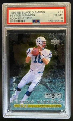 Upper Deck Black Diamond Rookie Peyton Manning Triple RC 1998 #/1000 PSA 6 Foto 1 de 2