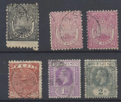 Fiji Stamps 1891-1922 SG 77;88;90;103c ;231;232 used CV £37.8 - Image 1 of 4