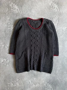 Women’s Gudrun Sjoden Gray Cable Knit Wool 3/4 Sleeve Tunic Sweater Sz M Sjödén - Picture 1 of 8