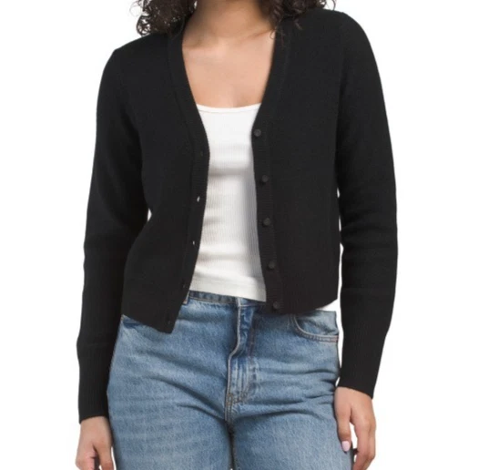 Vince Boiled Cashmere Cardigan Button Black M