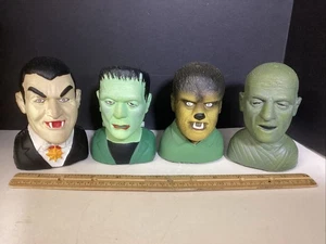 Universal Monsters Head Crusher Set Squish And Talks At Levels Frankenstein Wolf - Picture 1 of 18