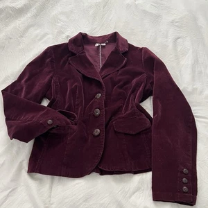 Chaqueta St John’s Bay M Petite Elástica Pana Ajustada Manga Larga Vino Borgoña - Imagen 1 de 13