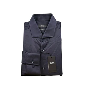 Hugo Boss Purple Cotton Spread Collar Men’s L/S Button Front Size 16.5/42 NWT - Picture 1 of 8
