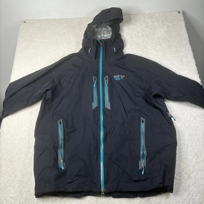 Chaqueta Mountain Hard Wear Snowtastic para hombre talla XXL negra verde azulado lluvia viento con capucha Foto 1 de 4