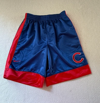 Nike Chicago Cubs MLB Youth Size 5 Satin Shorts Red and Blue Elastic Waist - Image 1 of 4