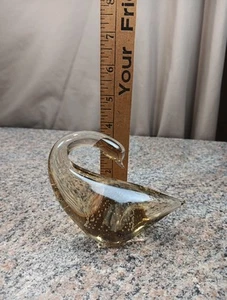 Vintage Clear Swan with Controlled Bubbles Art Glass Paperweight 3.75" - Bild 1 von 7