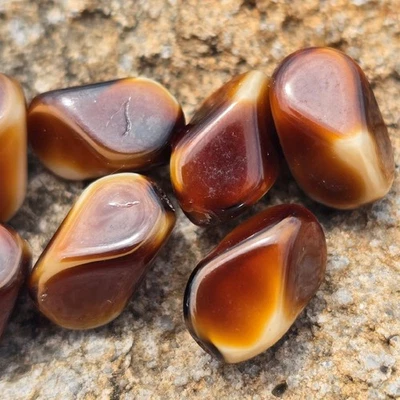 Cuentas de vidrio alemanas vintage | Lote de 7 cuentas deslizantes en forma de diamante mezcla marrón y crema Foto 1 de 4