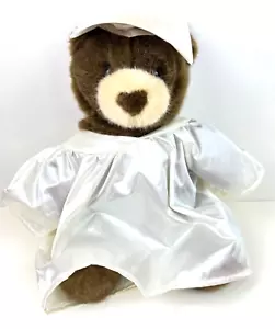 Fun Graduation Gift Plush Build a Bear in White Cap and Gown on Cute Brown Bear - Picture 1 of 6
