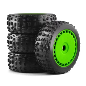 Front & Rear 17mm Hex TIRES & Wheels for 1/8 Team associated RC8 Buggy Green #2 - Picture 1 of 1