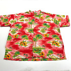 Rima Men's Red Green Tropical Short Sleeve Spread Collar Button-Up Shirt Xl