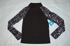 Boys L/S Athletic Shirt BLACK PULLOVER Tie Dye Look ZIP NECK Size L 12-14