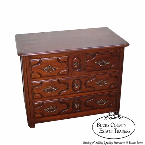 Custom Quality French Louis XV Style Walnut 3 Drawer Chest Commode Cover
