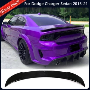 For Dodge Charger Sedan 15-21 Glossy Black Rear Trunk Lip Spoiler Boot Tail Wing - Foto 1 di 9