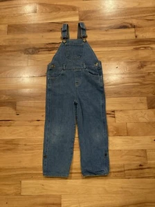 Dotty Dungarees Blue Jean Denim Bib Lined Roll Up Overalls Girls Size 5-6 Year - Picture 1 of 12