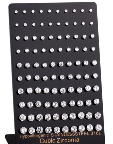 Coppia Di Orecchini In Acciaio Inox Anallergici Punto Luce Zirconi Brillanti - Immagine 1 di 1