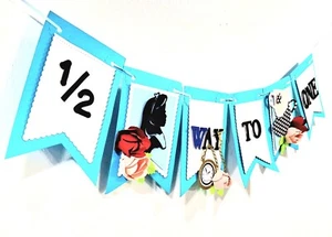 Alice Onederland 1/2 Way To One Banner Birthday Party Decoration High Chair - Picture 1 of 9