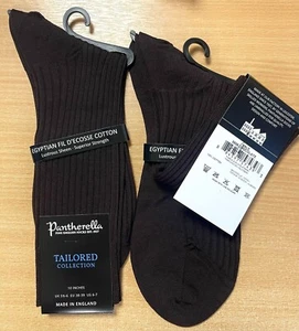 2 x Pantherella Mens Vale Long Cotton Tailored Socks, Chocolate, UK 5.5-6 - Picture 1 of 1