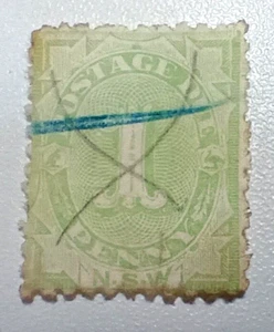 🔹AUSTRALIA - NSW - POSTAGE DUE - 1891 - ONE PENNY - GREEN - QUEEN VICTORIA - Picture 1 of 1
