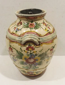 Antike Künstler Keramik Fayonce Blumenmalerei Vase 31cm x 22cm signiert M - 100 - Bild 1 von 8