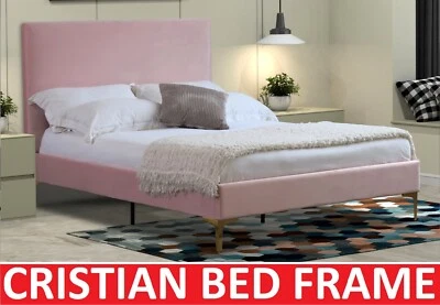 PREMIUM CRISTIAN KING SINGLE DOUBLE QUEEN KING SIZE PINK VELVET BED FRAME - image 1 of 4