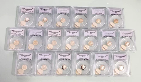 ( 19 Piece Set ) 1992S-2010S 10C Silver Roosevelt Dimes Set PCGS PR69DCAM Cover